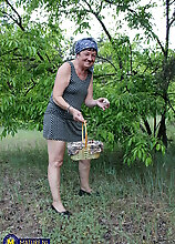 73 Year Old Grandma Hanna D. Seduced A Younger Stranger To Fuck Her In An Open Field